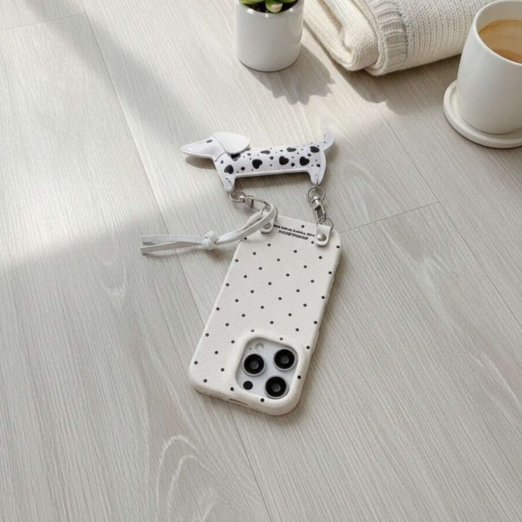 Polka Dot Dog Lanyard Phone Case – tech (view 4)
