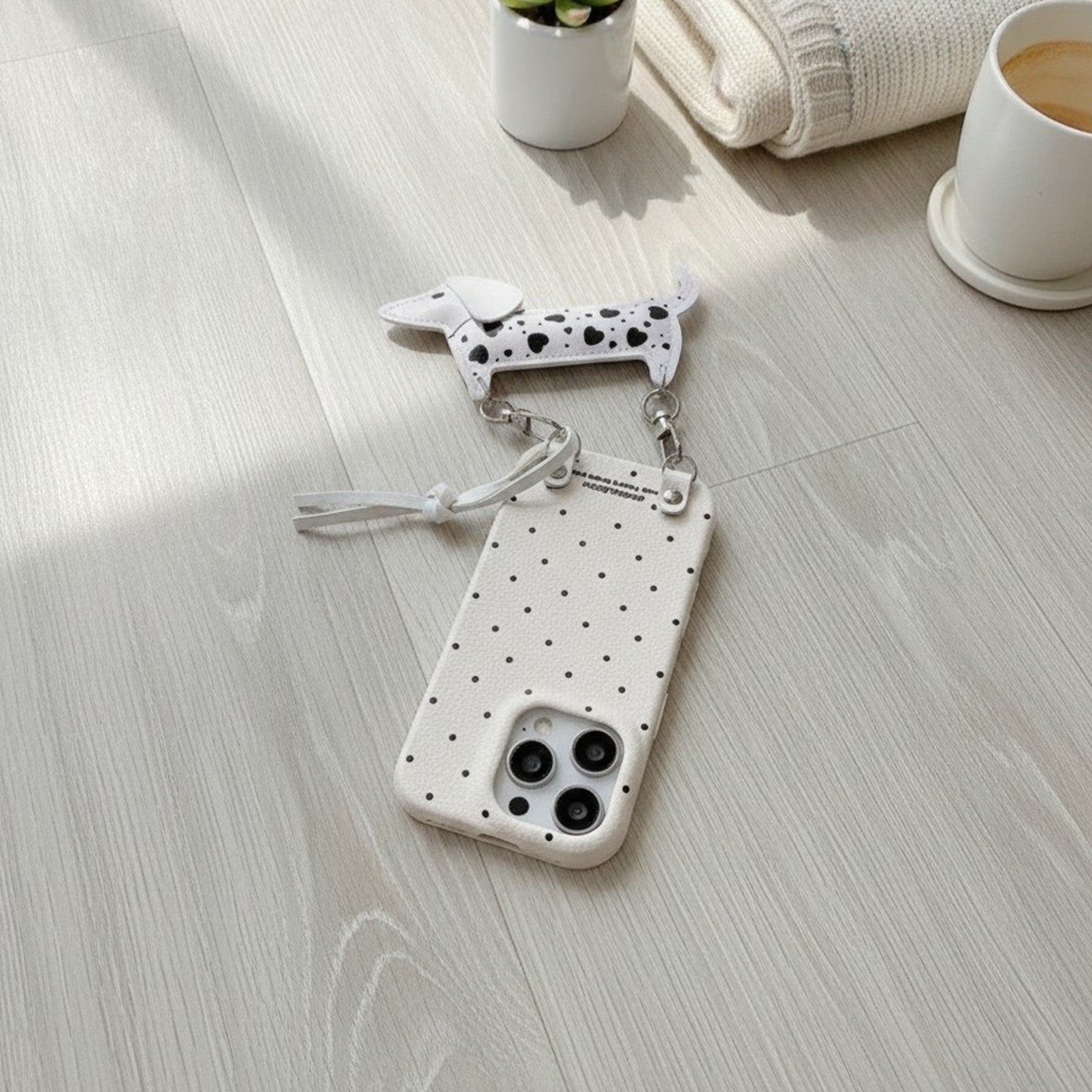 Polka Dot Dog Lanyard Phone Case – tech (view 4)