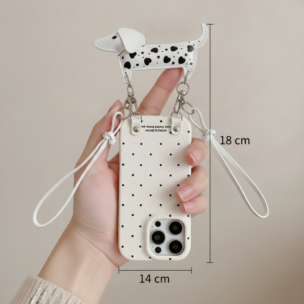 Polka Dot Dog Lanyard Phone Case – tech (view 5)