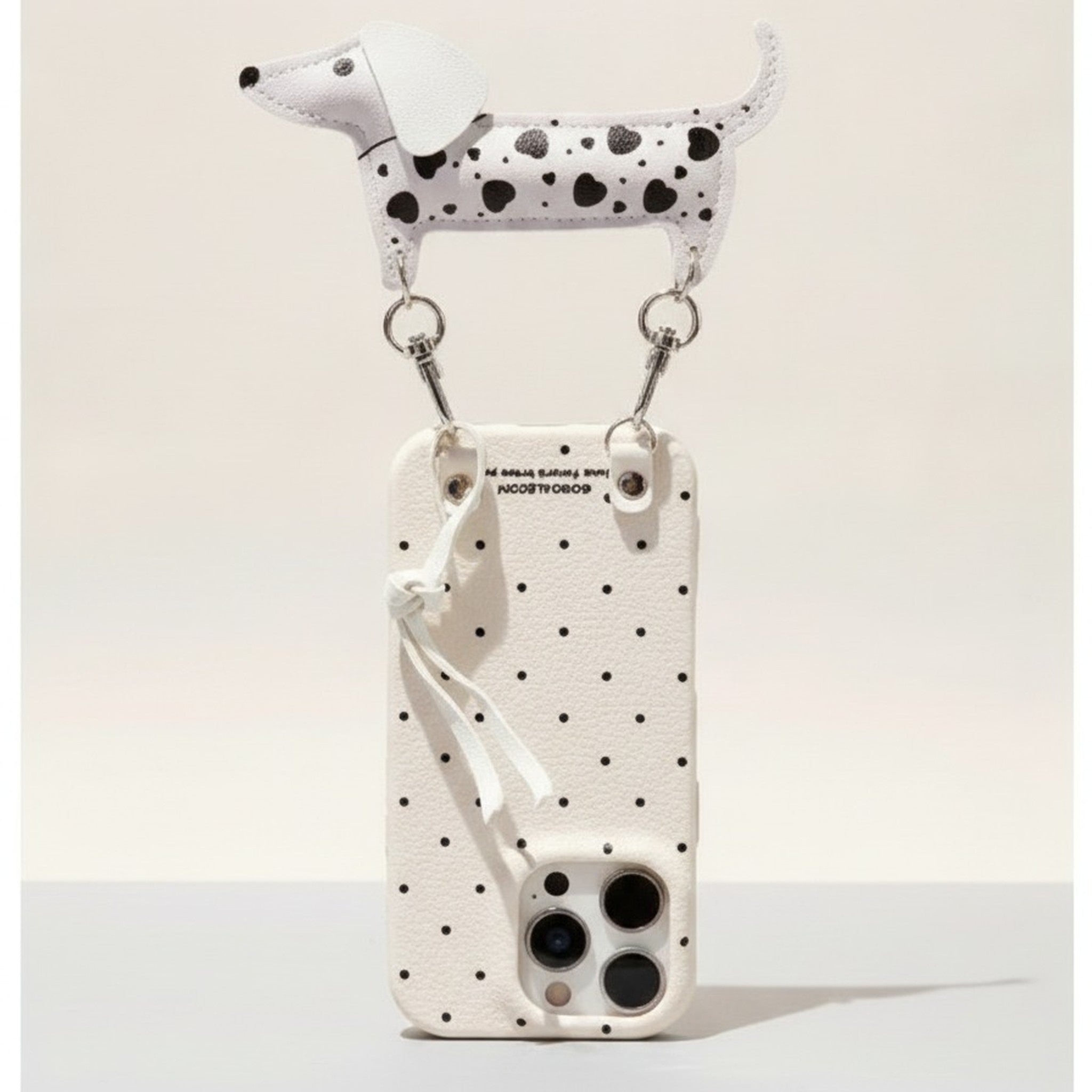 Cute Black Dalmatian Dog Polka Dot Phone Case Lanyard