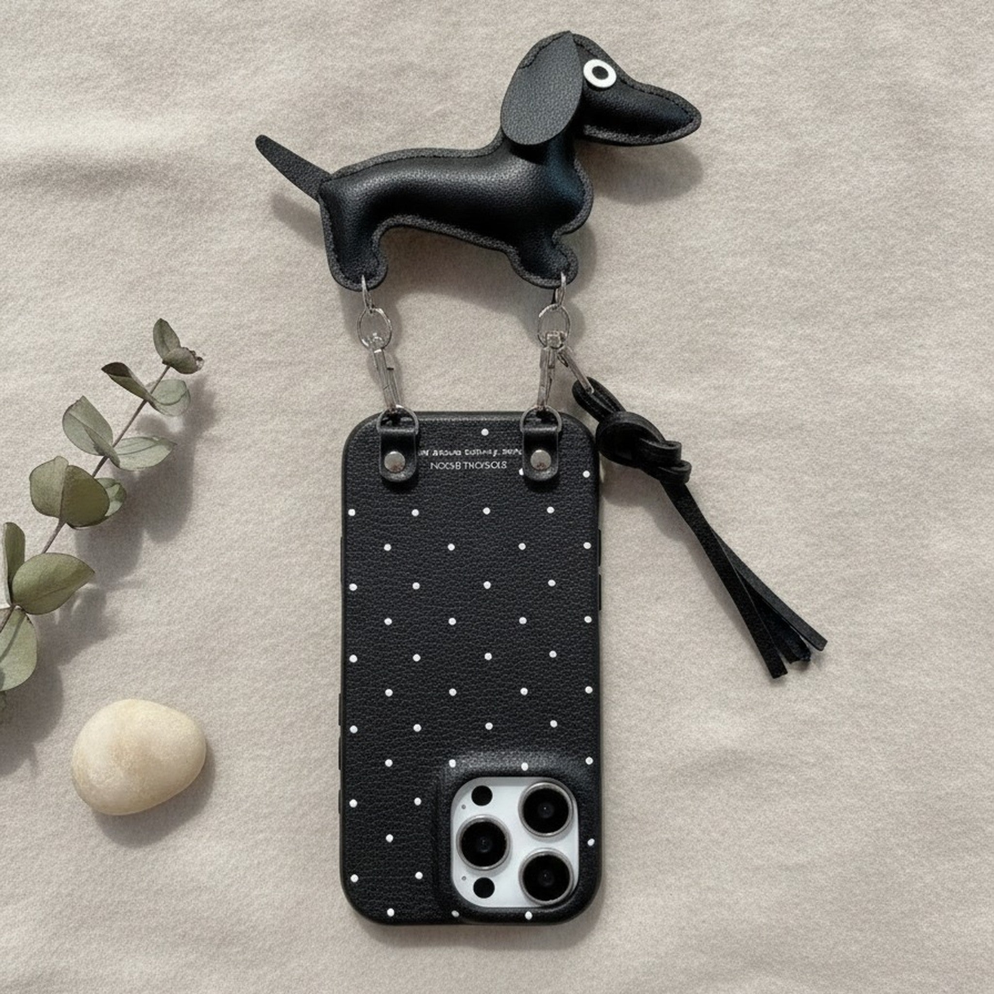 Polka Dot Dog Lanyard Phone Case – tech (view 3)