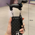 White Polka Dot Black Dachshund iPhone Case