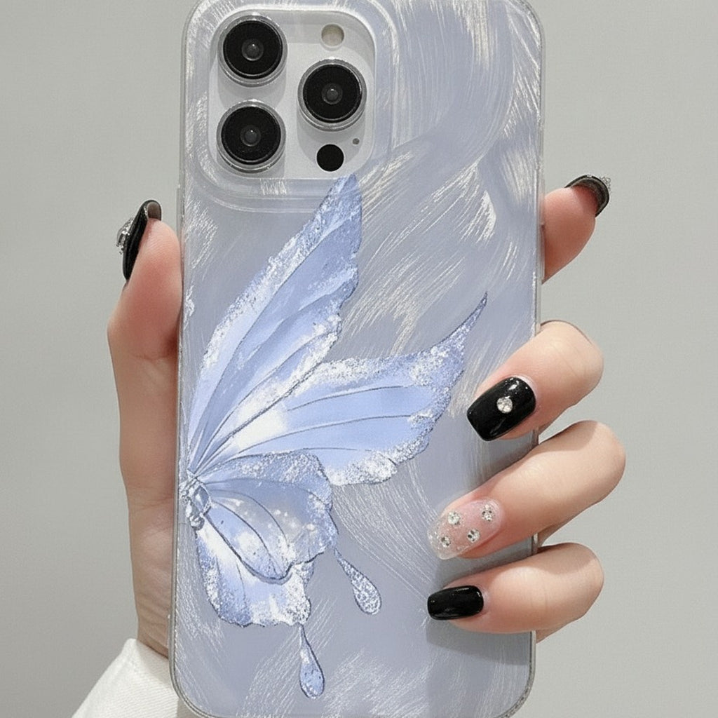 Silver Lucky Butterfly Clear iPhone Case