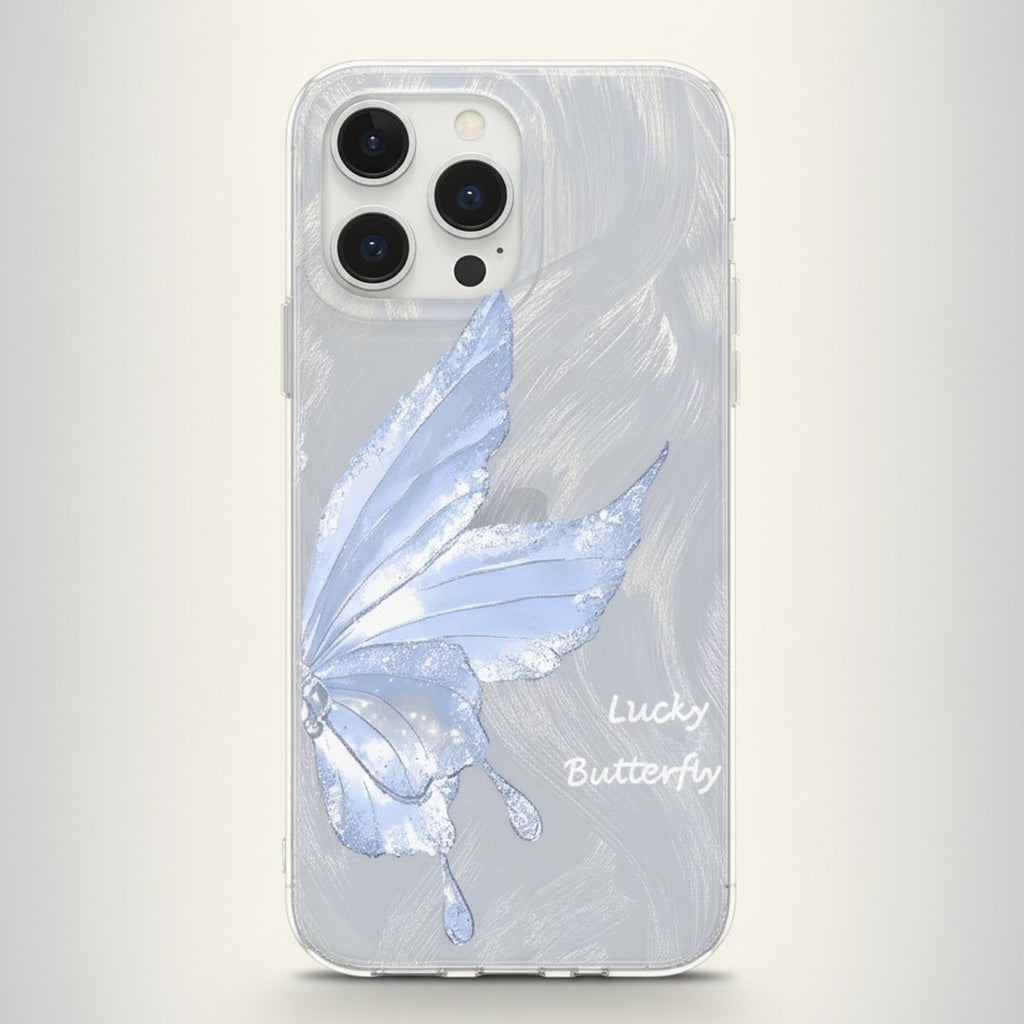Silver Lucky Butterfly Clear iPhone Case