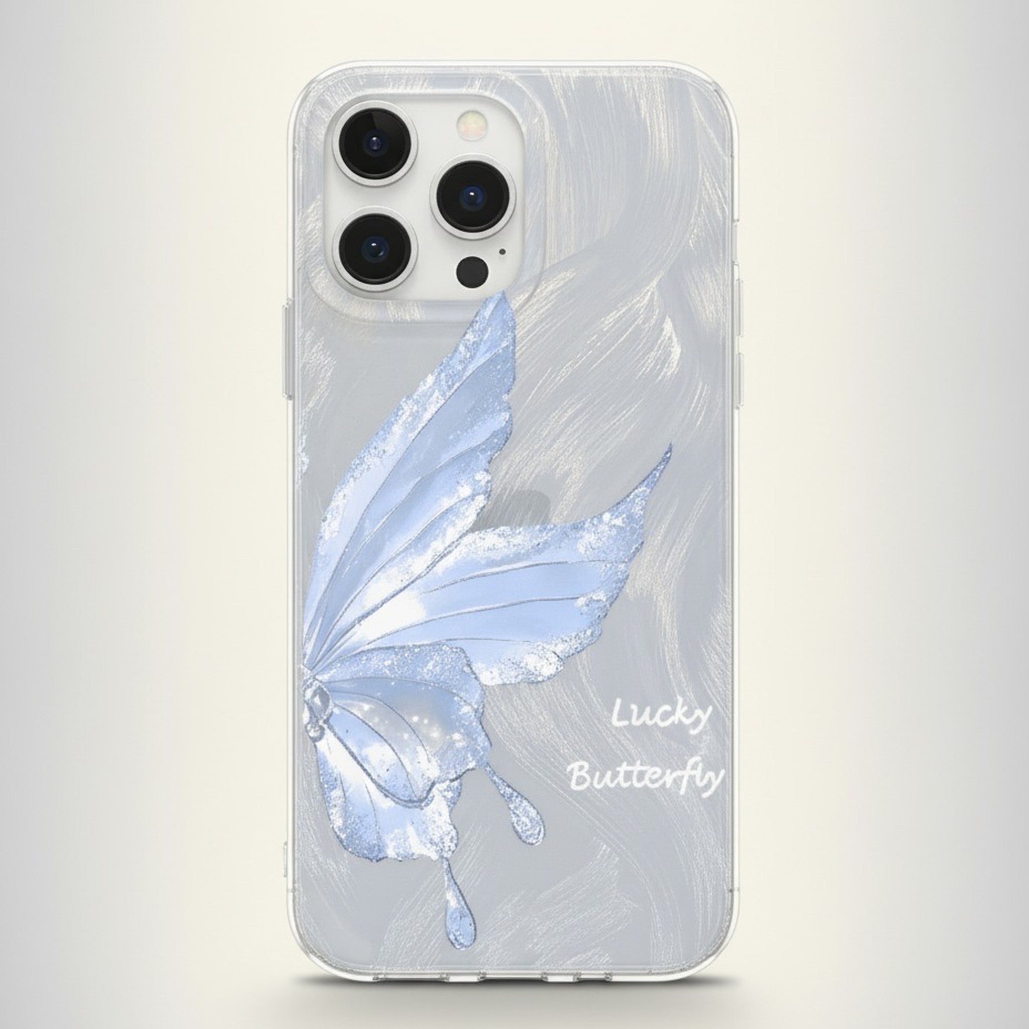 Silver Lucky Butterfly Clear iPhone Case