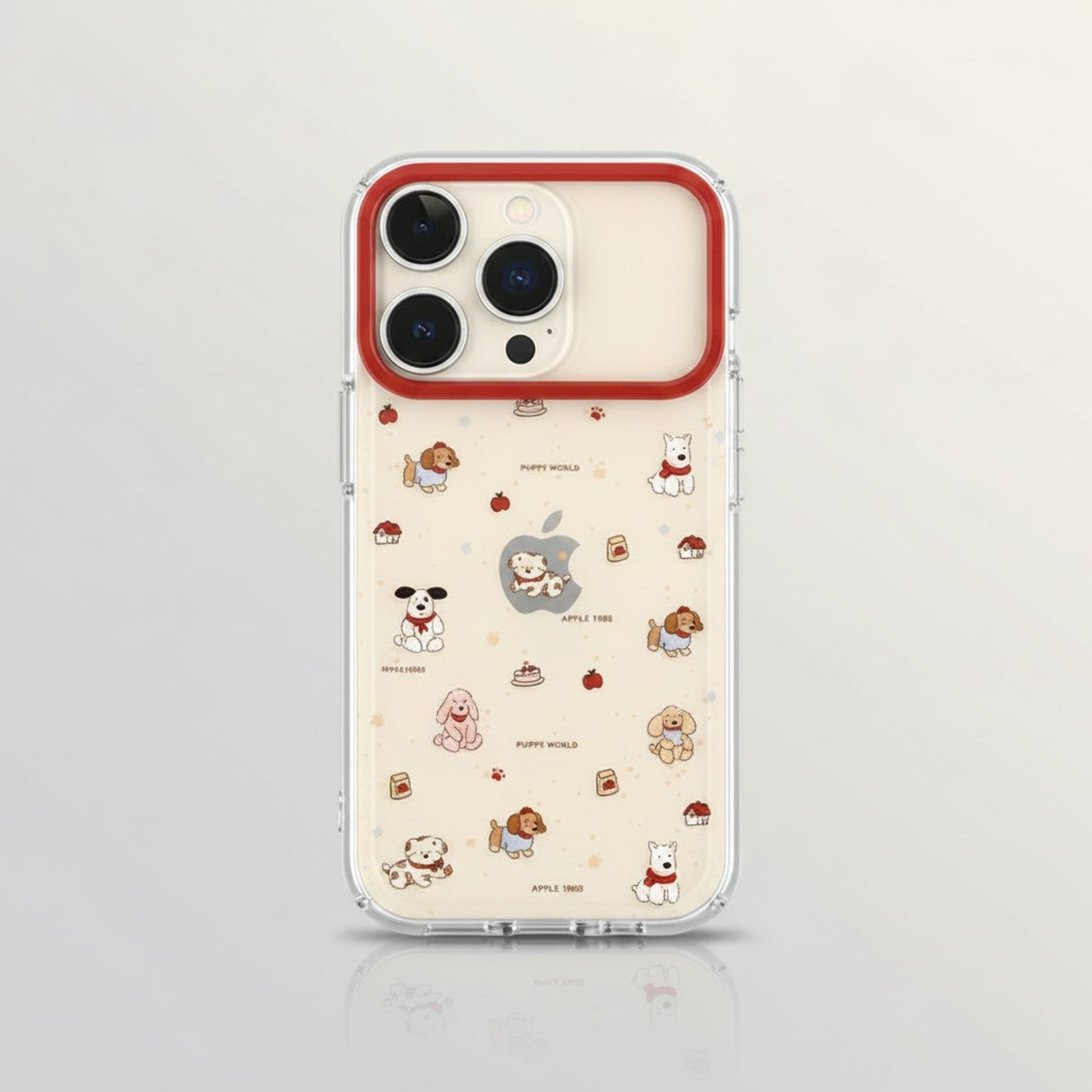 Adorable Puppy World Red Trim Clear iPhone Case