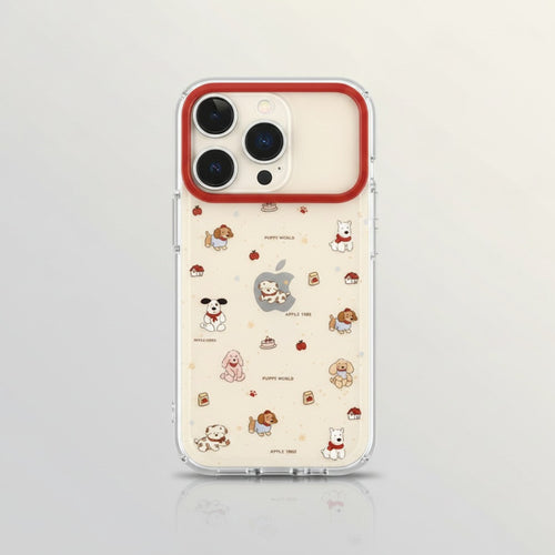 Adorable Puppy World Red Trim Clear iPhone Case – tech (view 1)