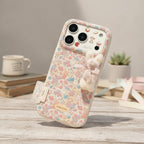 Pastel Floral Leather Rabbit Charm Phone Case – tech (view 2)