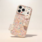 Pastel Floral Leather Rabbit Charm Phone Case – tech (view 1)
