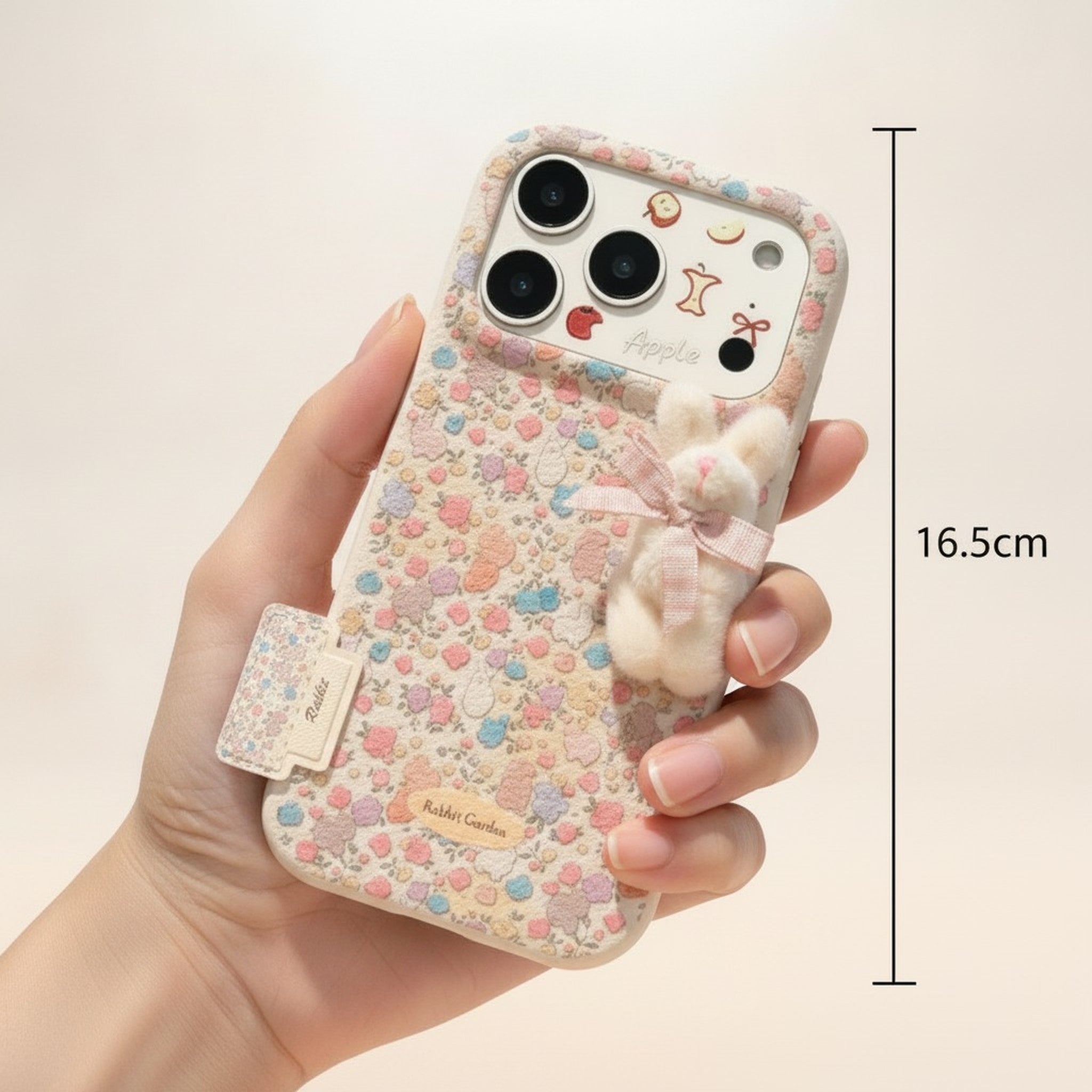 Pastel Floral Leather Rabbit Charm Phone Case – tech (view 3)