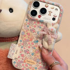 White Floral Rabbit Charm Apple iPhone Case
