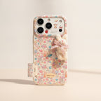 White Floral Rabbit Charm Apple iPhone Case