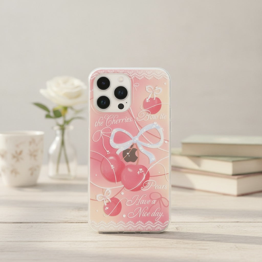 Lace Cherry Bow Phone Case and Bracelet Set – tech (view 2)