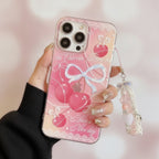 White Pink Cherry Bow iPhone Case