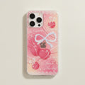 White Pink Cherry Bow iPhone Case