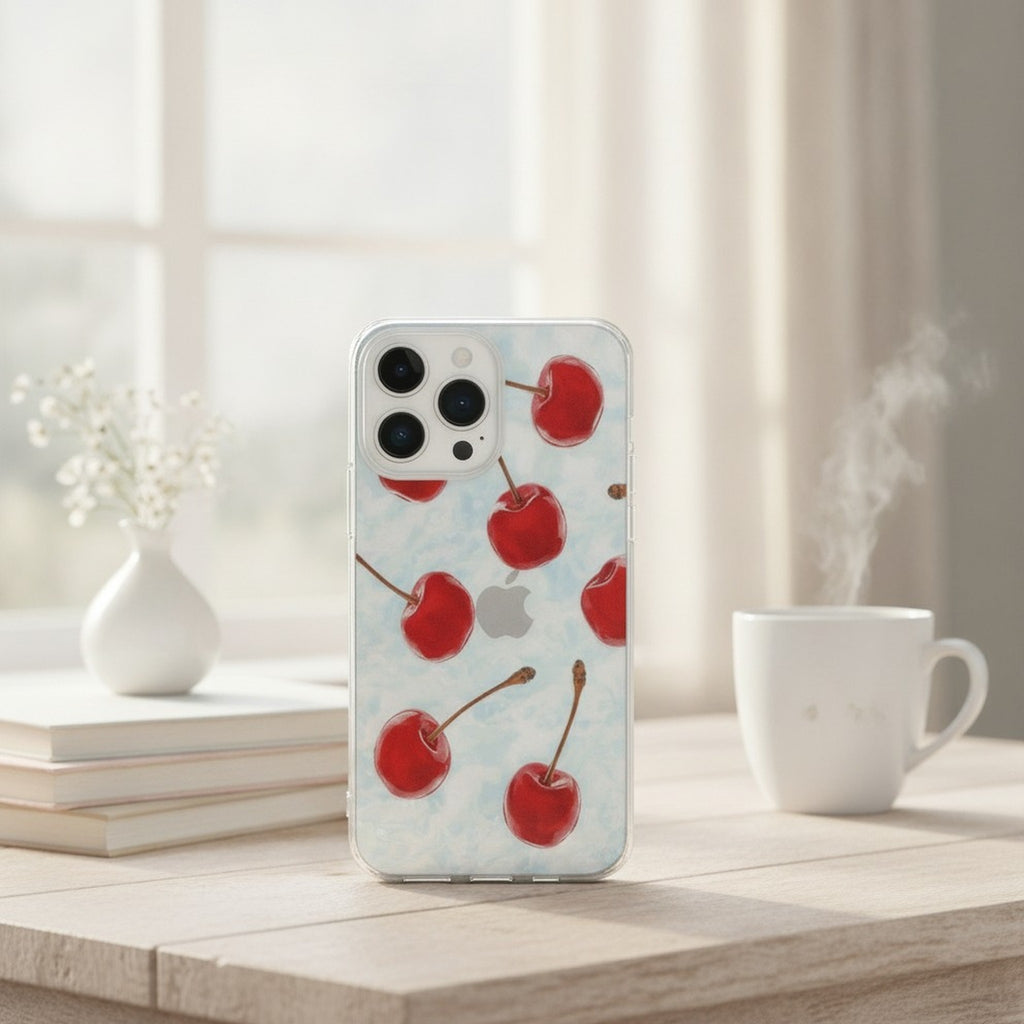 Transparent Wavy Cherry iPhone Case – tech (view 2)