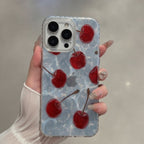 Clear Wavy Red Cherry Design iPhone Case