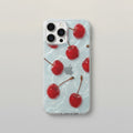 Clear Wavy Red Cherry Design iPhone Case