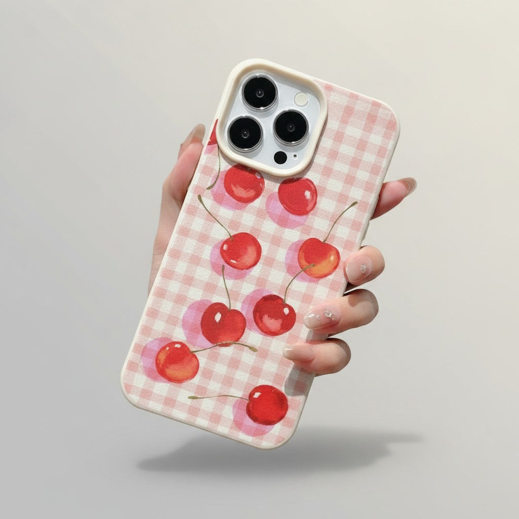 Gingham Cherry Reflection Phone Case – tech (view 1)