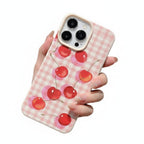 Pink Gingham Cherry Pattern Cute iPhone Case