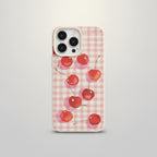 Pink Gingham Cherry Pattern Cute iPhone Case