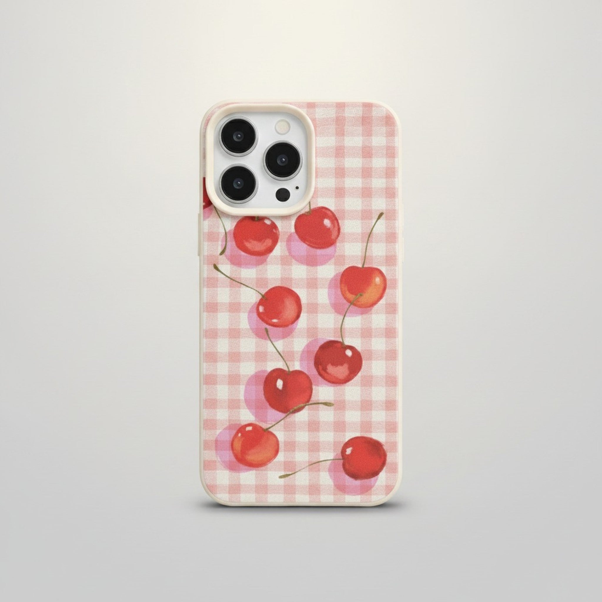 Pink Gingham Cherry Pattern Cute iPhone Case