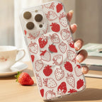 Pink Strawberry Pattern MagSafe Compatible Clear iPhone Case