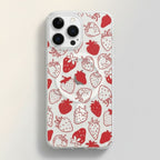 Pink Strawberry Pattern MagSafe Compatible Clear iPhone Case