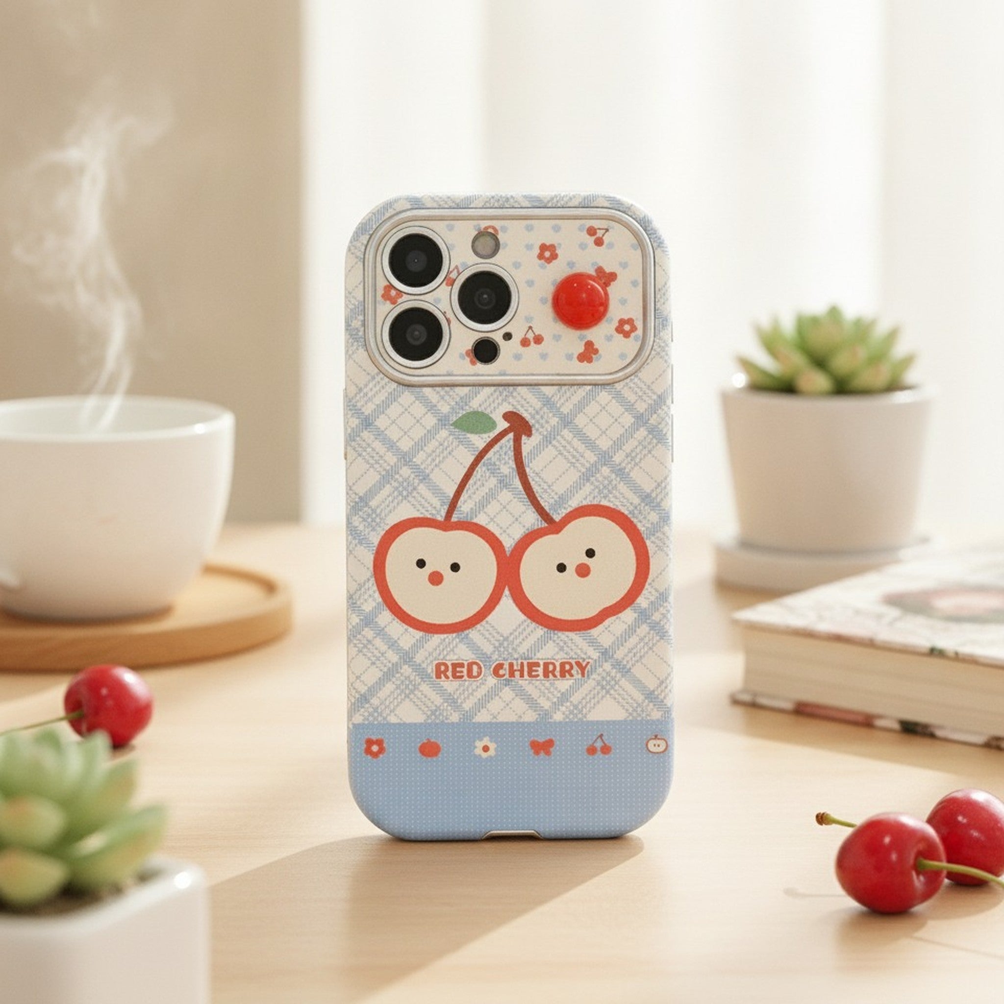 Cute Plaid Cherry iPhone Case – tech (view 2)