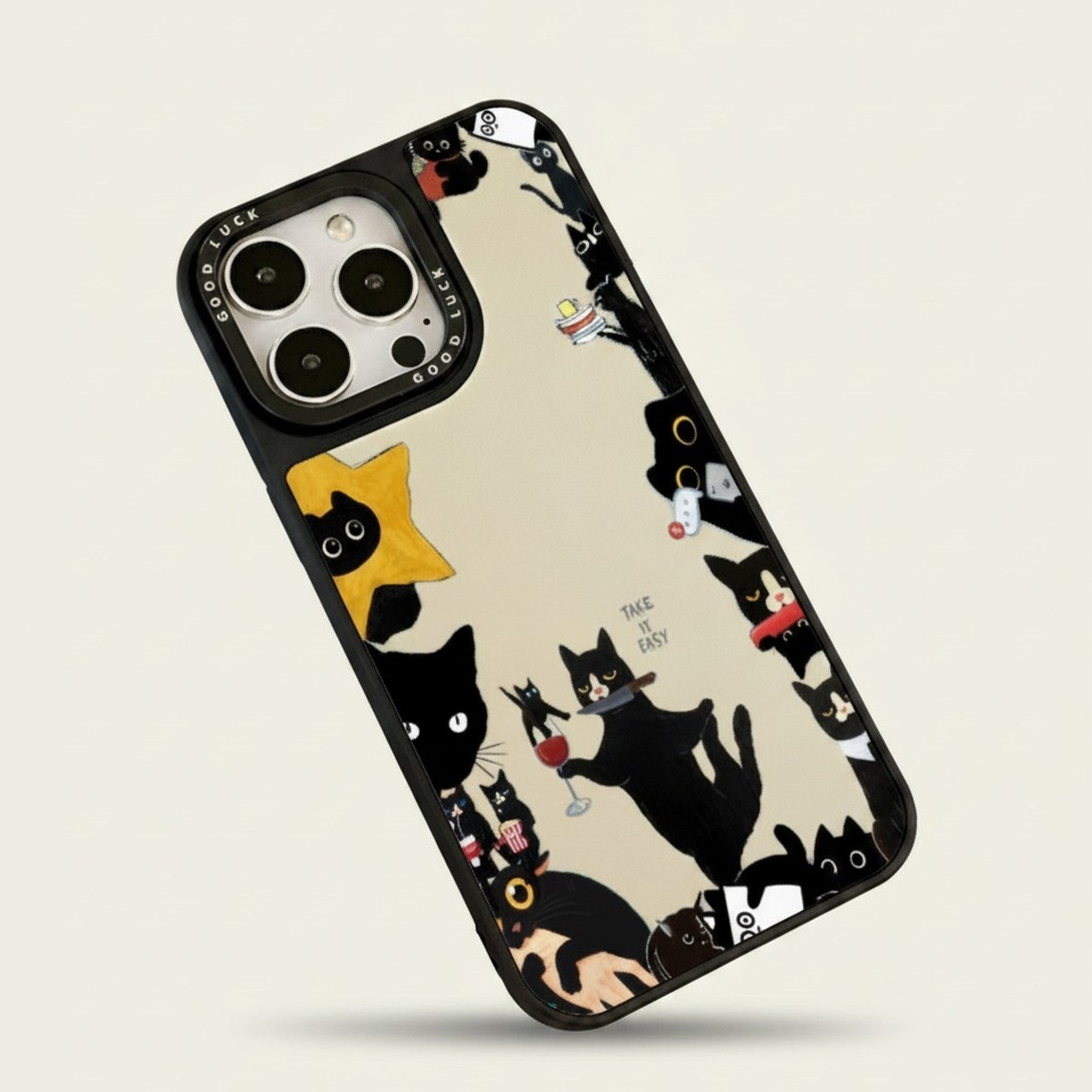 Good Luck Surrounded Cats iPhone Case – tech (view 1)