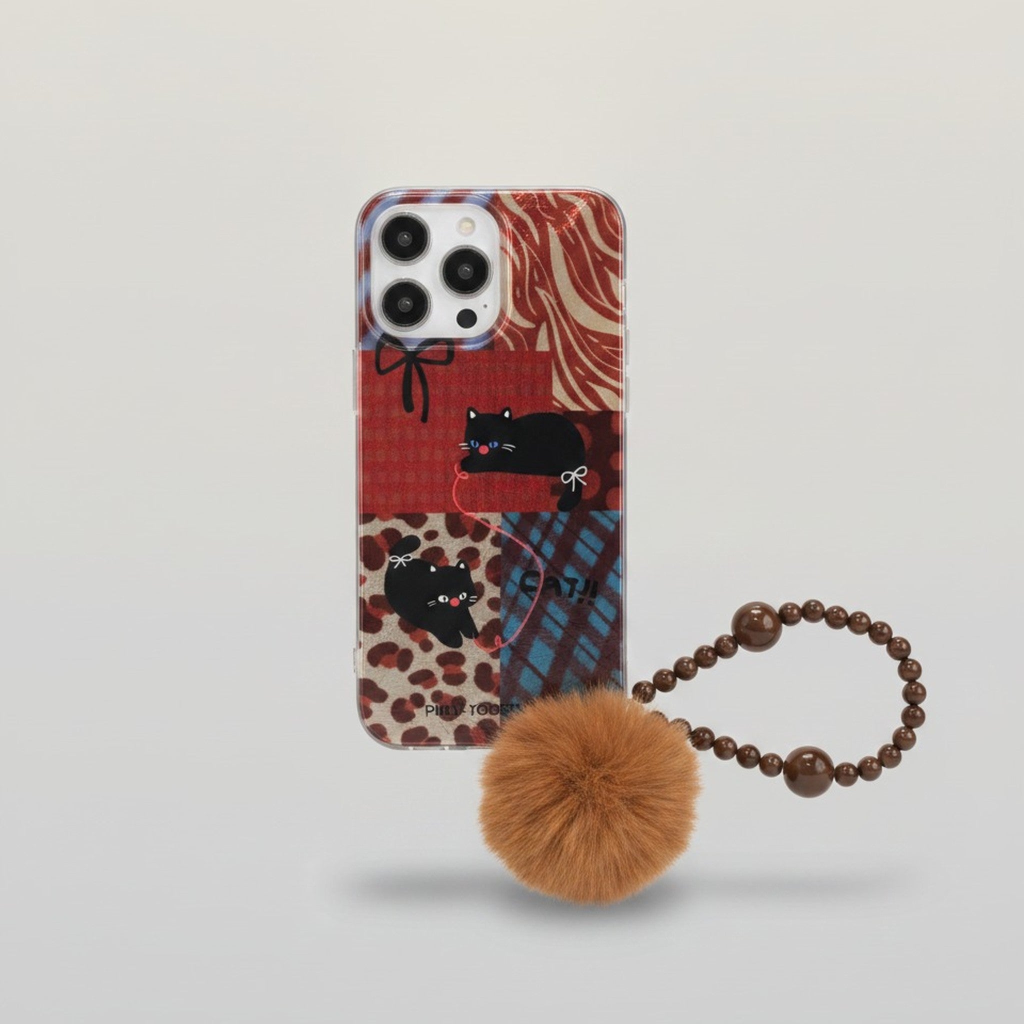 Playful Cat Phone Case with Charm – tech (view 1)