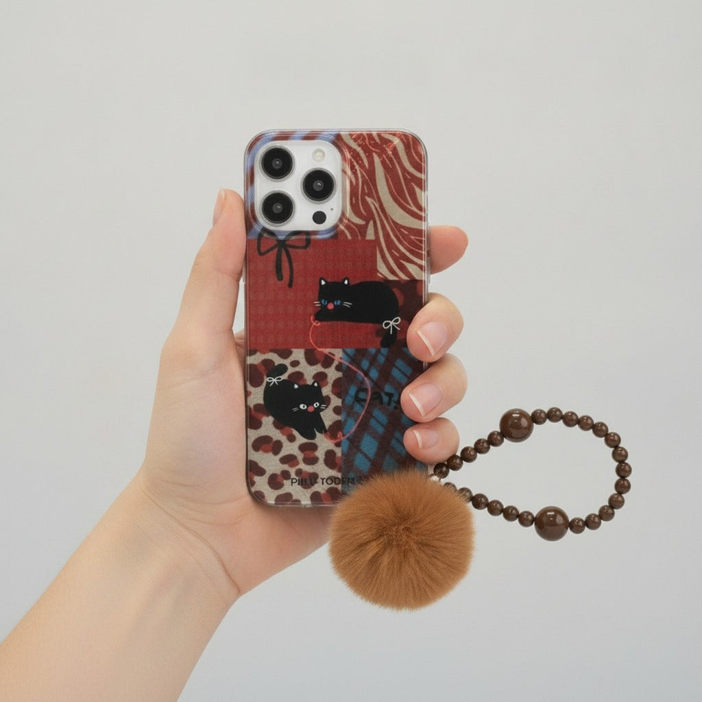 Playful Cat Phone Case with Charm – tech (view 3)