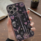 Black Glitter Goth Skulls Cross Hearts Phone Case