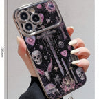 Black Glitter Goth Skulls Cross Hearts Phone Case