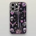 Black Glitter Goth Skulls Cross Hearts Phone Case