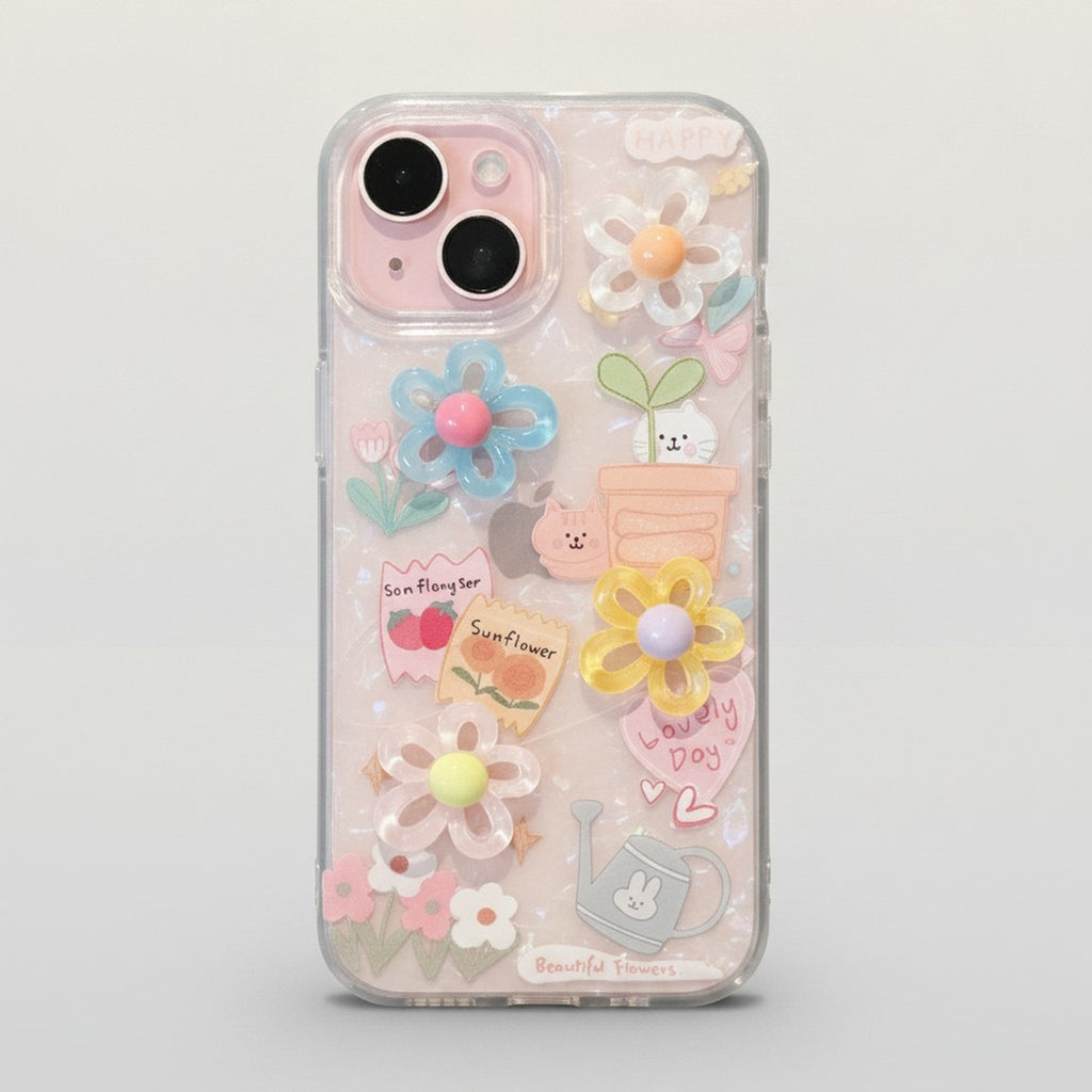 Sweet Floral Cat 3D Charm iPhone Case – tech (view 1)