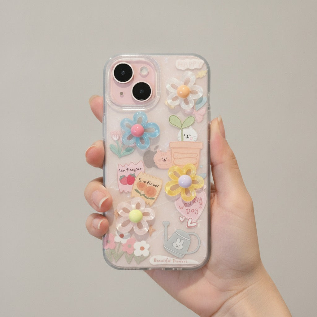 Sweet Floral Cat 3D Charm iPhone Case – tech (view 3)