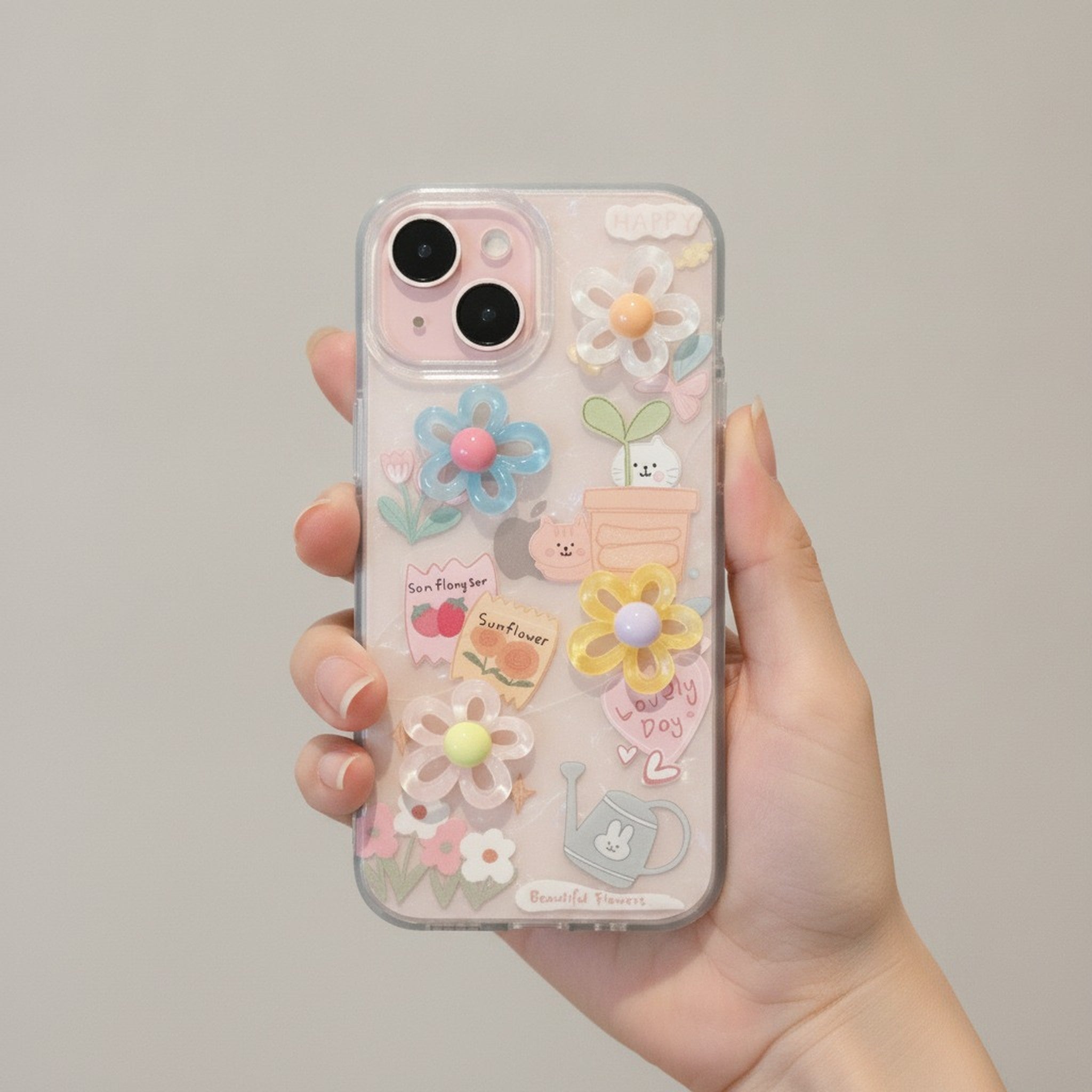 Sweet Floral Cat 3D Charm iPhone Case – tech (view 3)