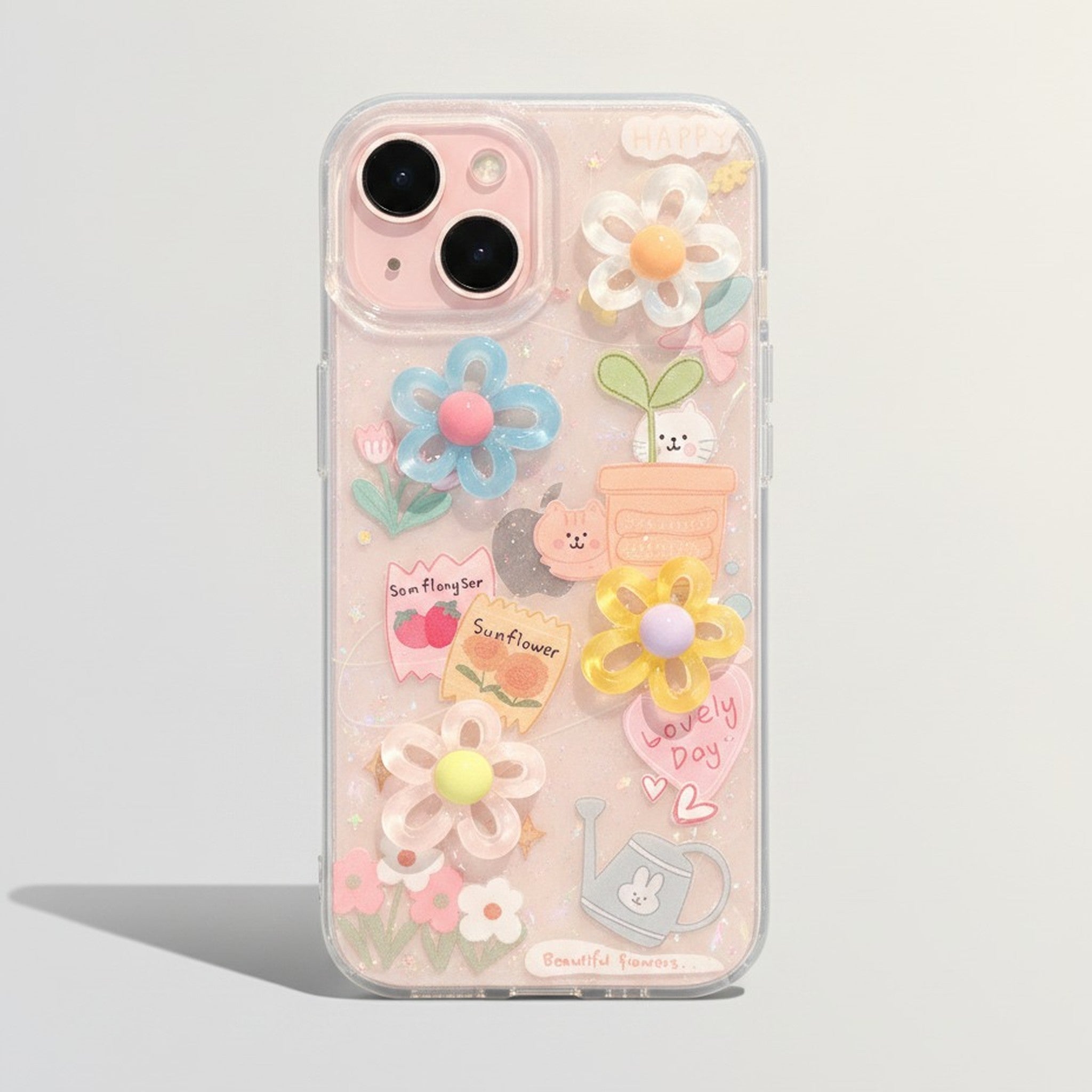 Cute Colored 3D Flower & Rabbit Garden iPhone Case – tech (view 1)