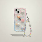 Gradient Wavy Edge Charm Phone Case with Beaded Strap – tech (view 1)
