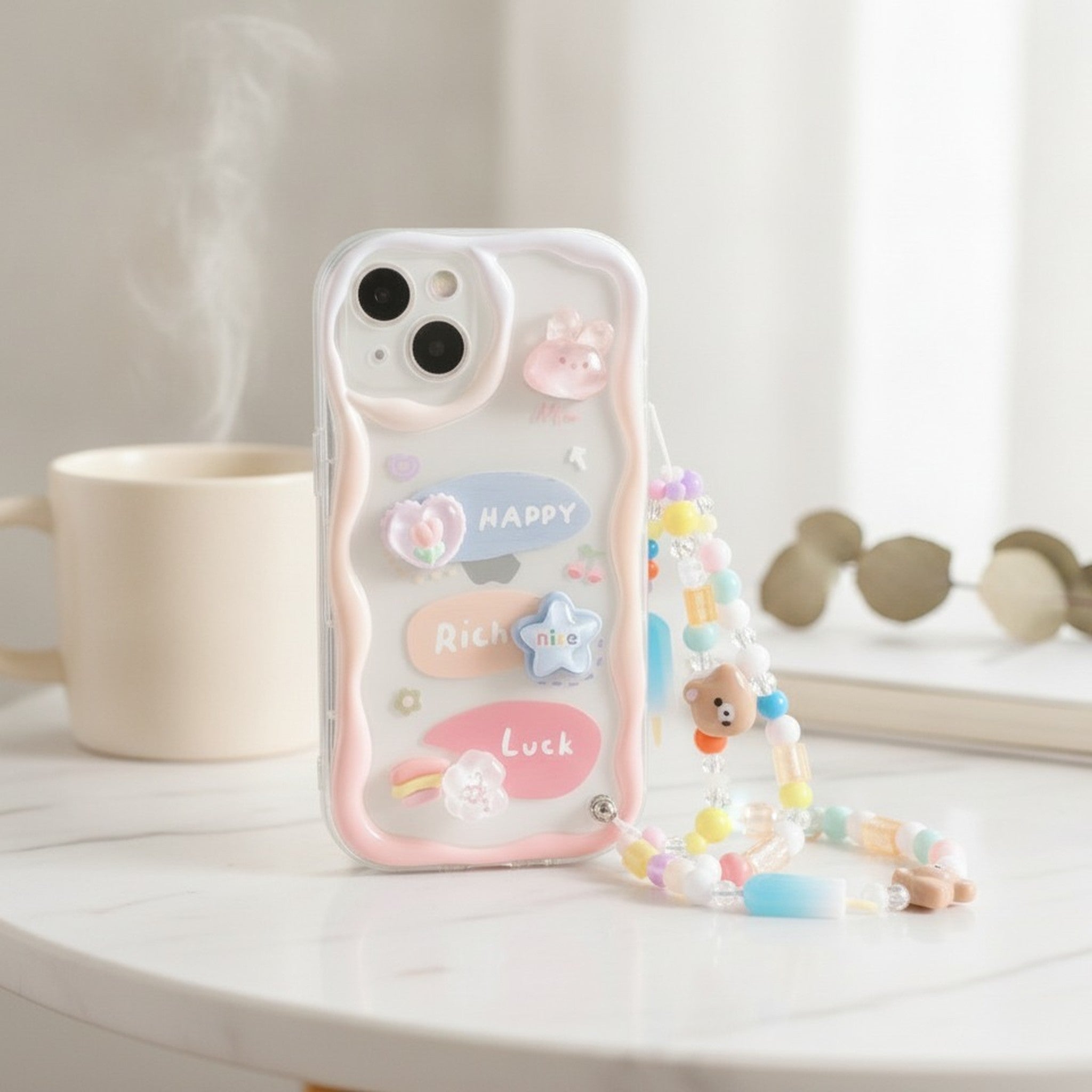 Adorable Wavy Charm Phone Case with Bracelet – tech (view 2)