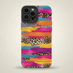 Stylish Leopard Print Colorful Brushstroke Glitter Phone Case