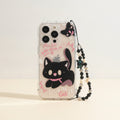 Clear Cat iPhone Case with Beaded Strap – tech (view 1)