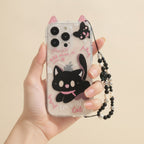 Clear Cat iPhone Case with Beaded Strap – tech (view 3)