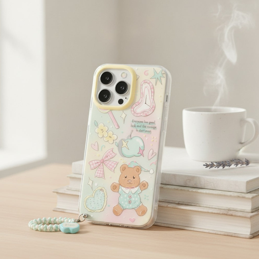 Pastel Whimsical iPhone Case with Beaded Strap – tech (view 2)