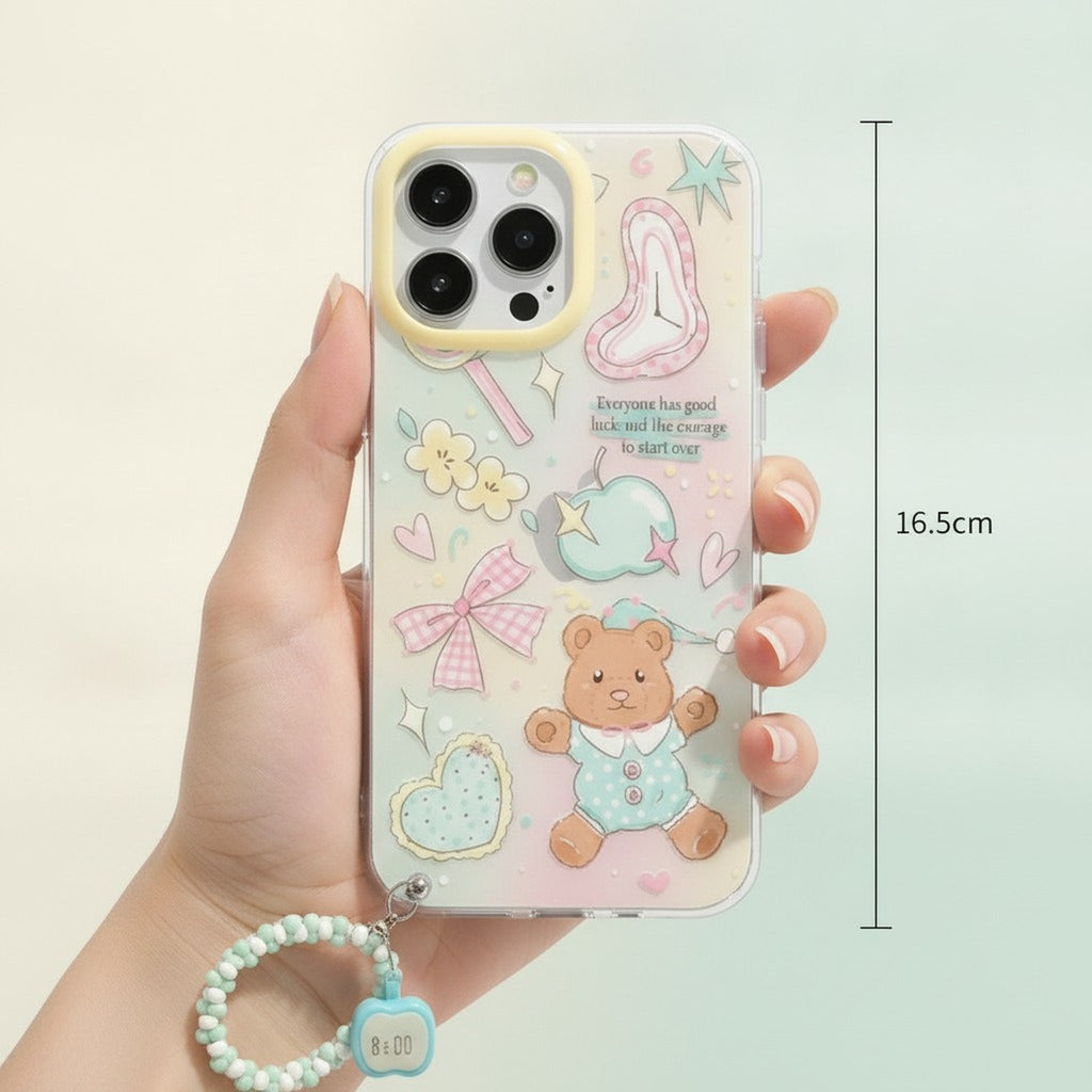 Pastel Whimsical iPhone Case with Beaded Strap – tech (view 3)