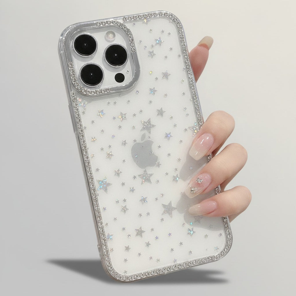Sparkling Star Rhinestone Clear Phone Case – tech (view 1)