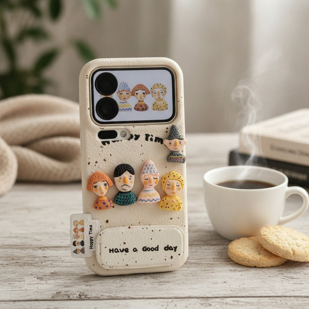 White Textured Cute Doll Figure Phone Case