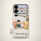 White Textured Cute Doll Figure Phone Case