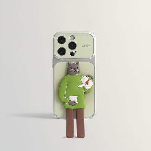 3D Cartoon Cat iPhone Stand Case – tech (view 1)